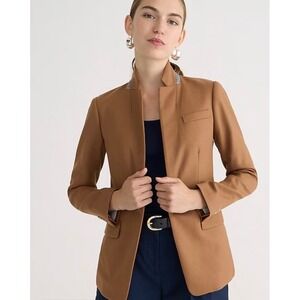 NWT J. Crew Regent Blazer Wool Flannel Brown Size 14